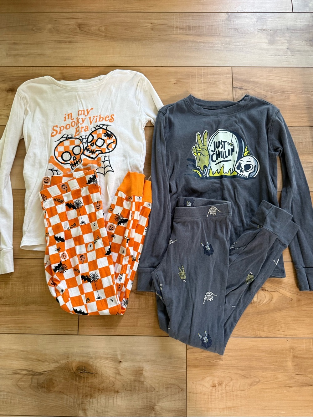 Old Navy Kids Halloween Pajama Sets - Orange, White & Gray